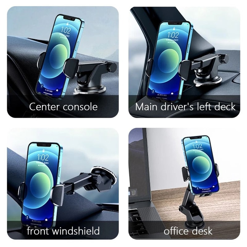 Universal Car Phone Holder Dashboard Windshield Mount With Telescopic Arm For IPhone And Samsung 2