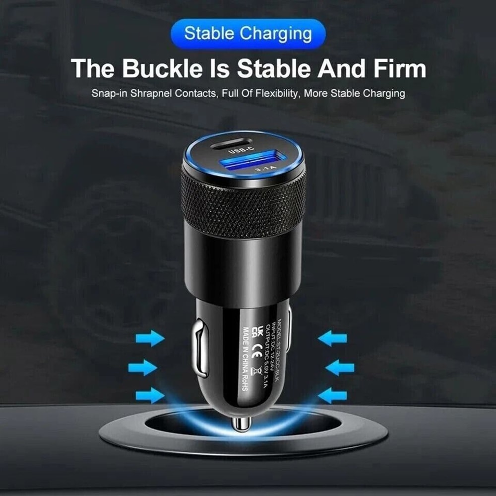 Dual Port USBC PD Car Charger Fast Charge Adapter For IPhone And Samsung 4