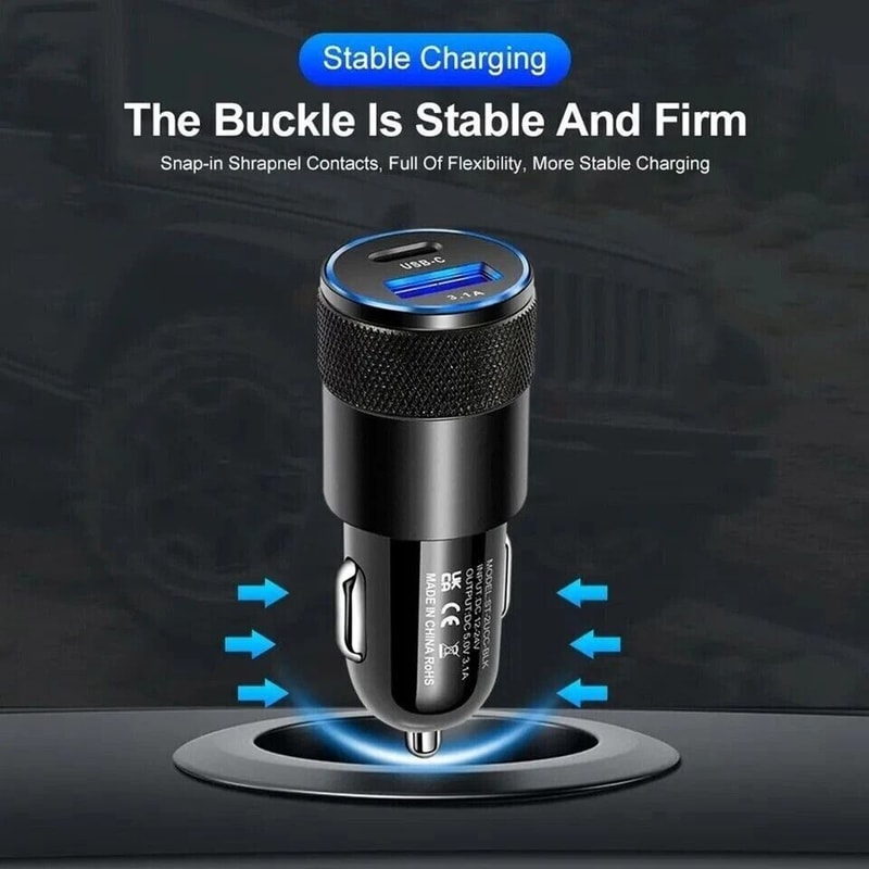 Dual Port USBC PD Car Charger Fast Charge Adapter For IPhone And Samsung 4