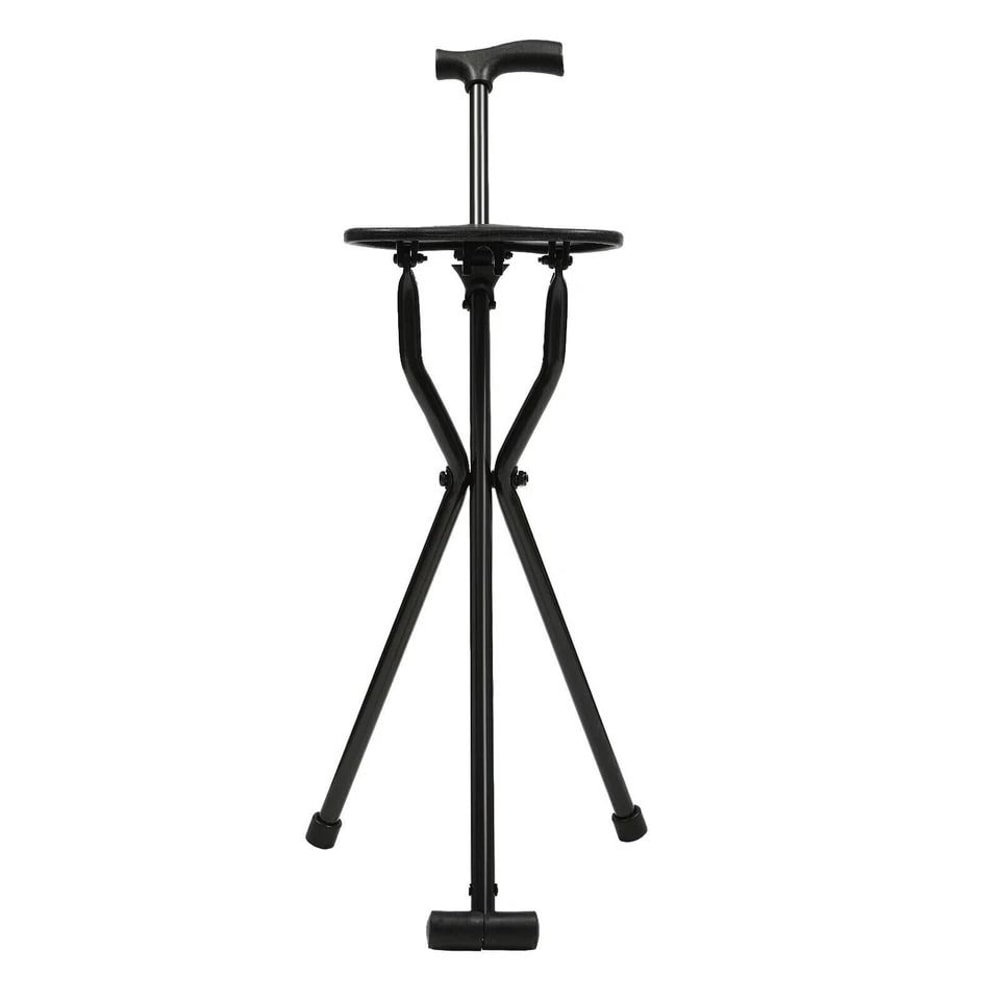 Adjustable Folding Walking Cane With Seat Portable Tripod Cane Stool For Seniors 3