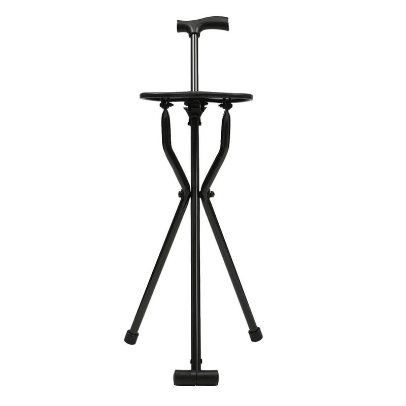 Adjustable Folding Walking Cane With Seat Portable Tripod Cane Stool For Seniors 3