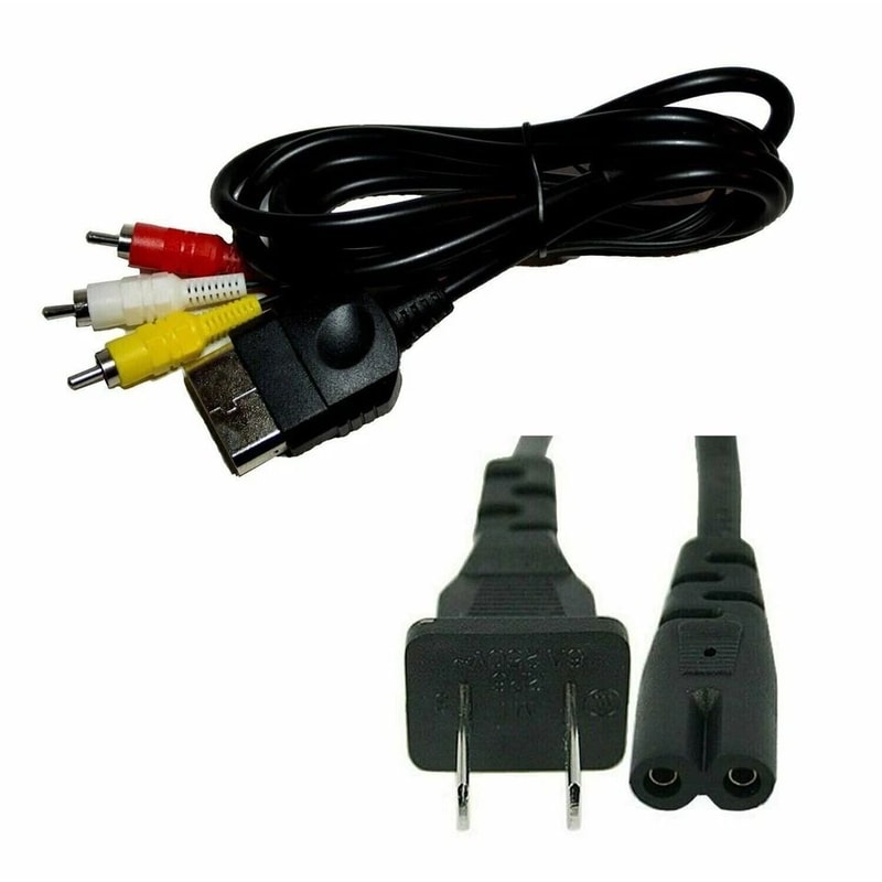 Original Xbox AV Cable And Power Cord Bundle RCA TV Hookup For Microsoft Xbox 1