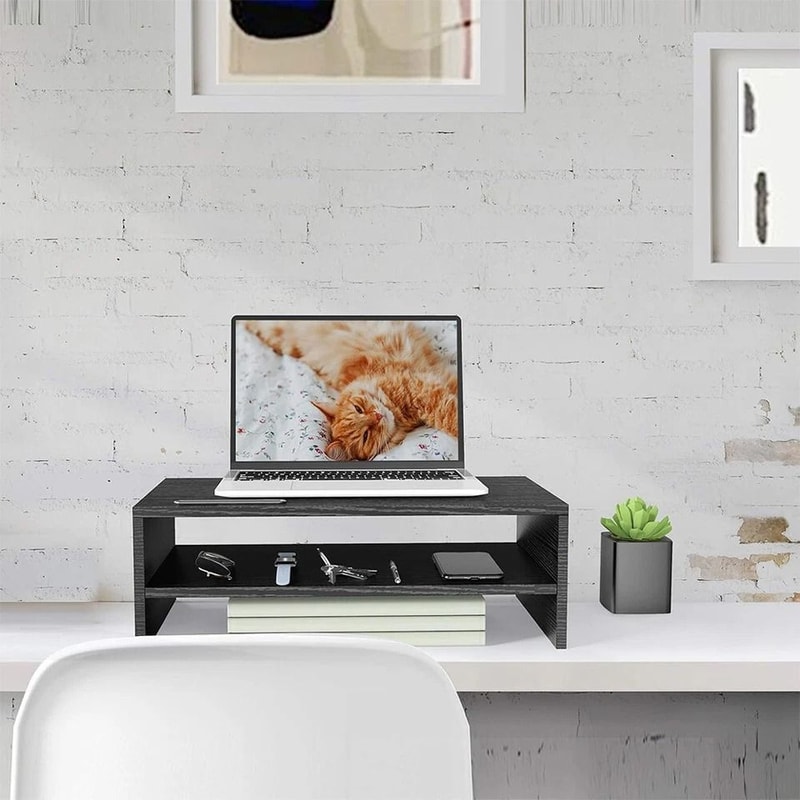 Monitor Stand Organizer With Storage And Phone Holder For Home Office 3