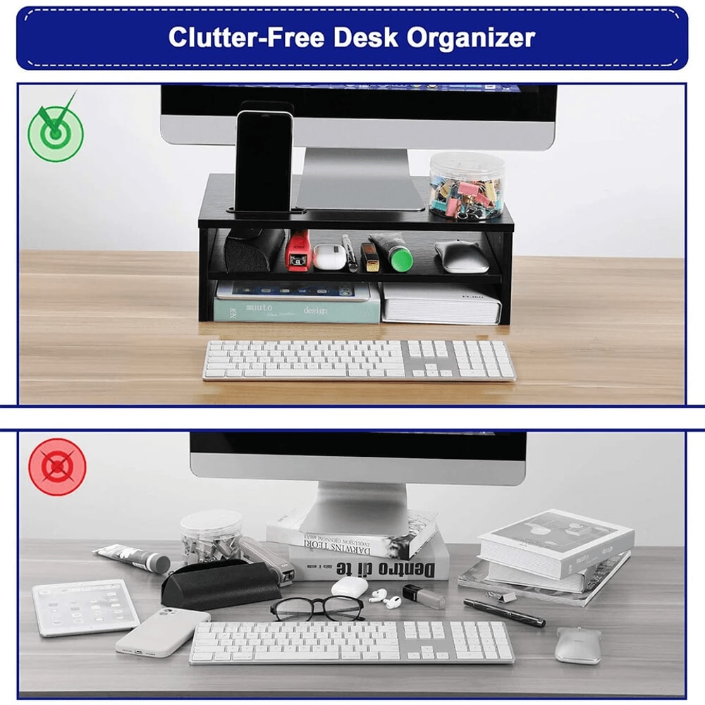 Monitor Stand Organizer With Storage And Phone Holder For Home Office 5
