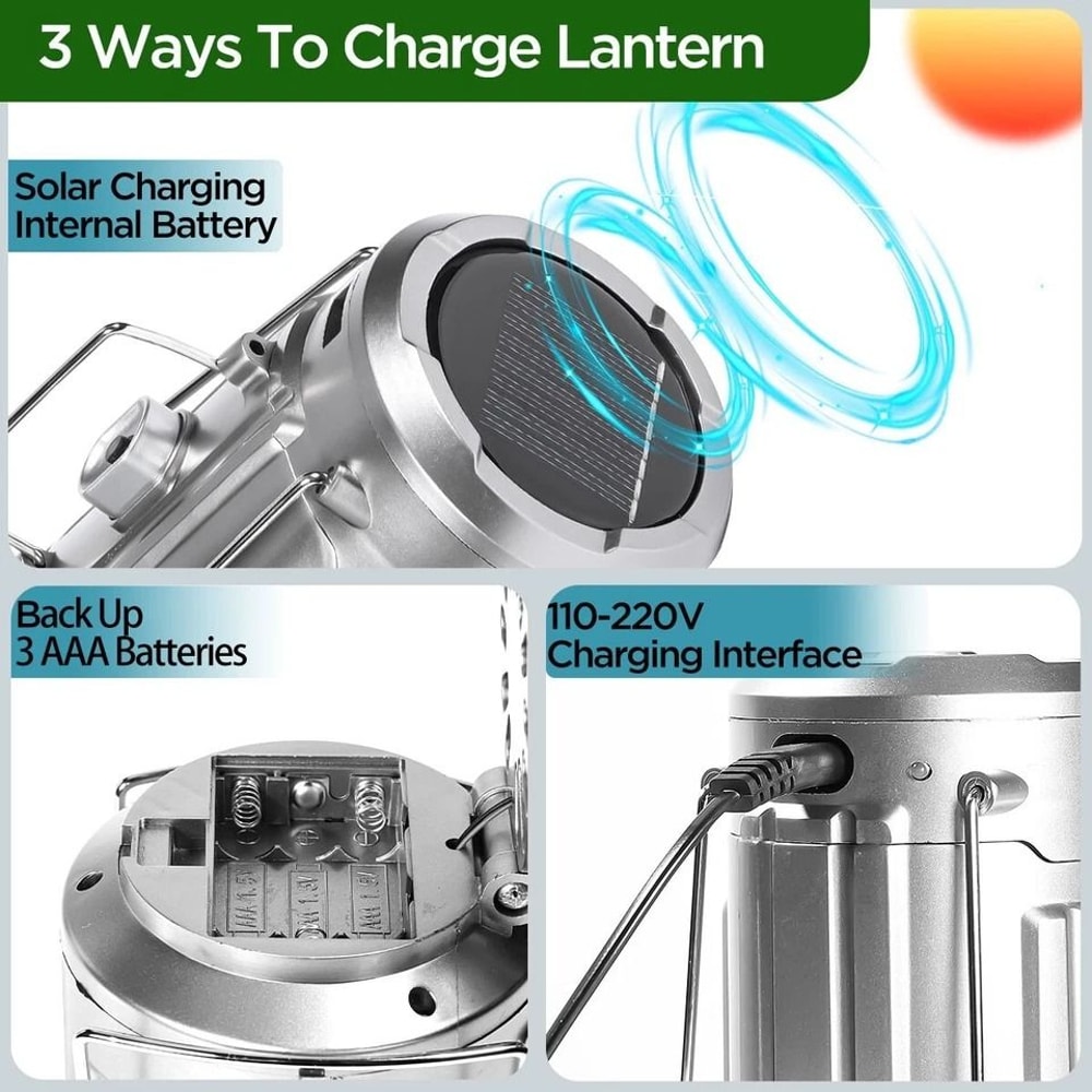Solar Camping Lantern With Rechargeable Fan Collapsible Design 2