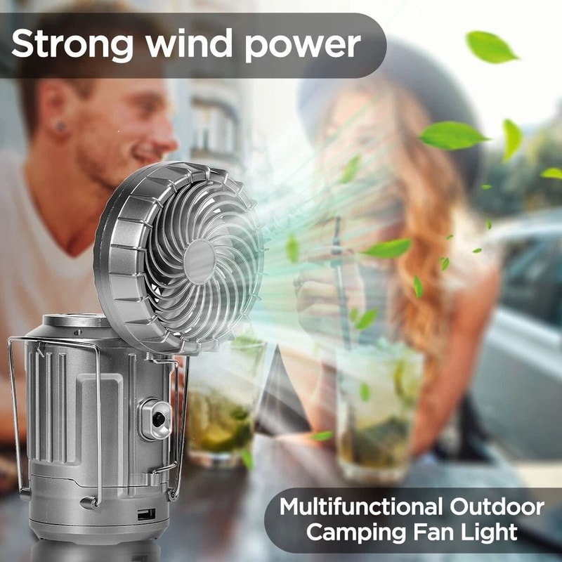 Solar Camping Lantern With Rechargeable Fan Collapsible Design 3