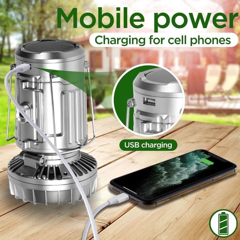 Solar Camping Lantern With Rechargeable Fan Collapsible Design 4