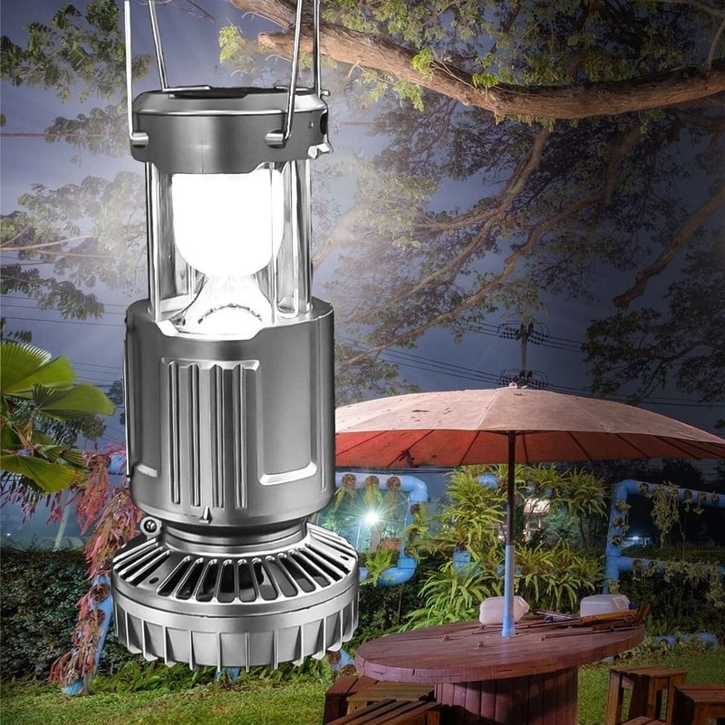 Solar Camping Lantern With Rechargeable Fan Collapsible Design 6