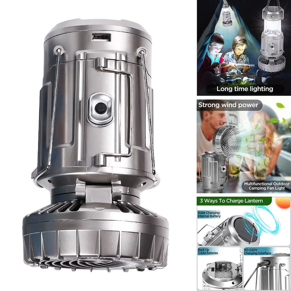 Solar Camping Lantern With Rechargeable Fan Collapsible Design 9
