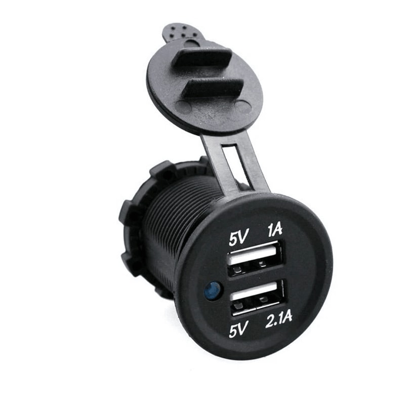Blue Waterproof Voltmeter Dual USB Charger For Vehicles Motorcycle Boat Car 8