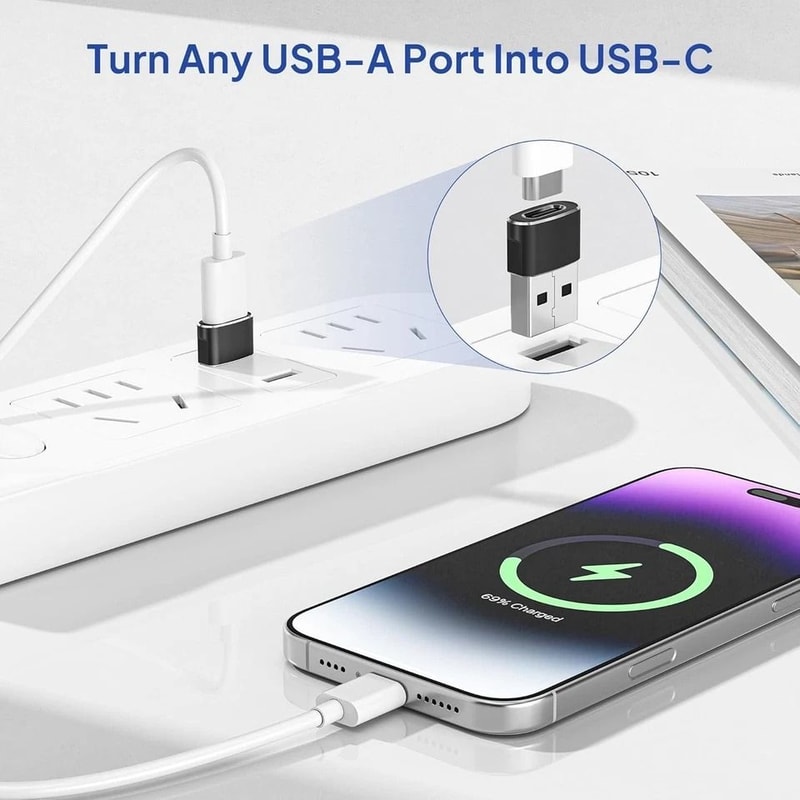 USBA To USBC Adapter For IPhone Charger And Car Charging 1