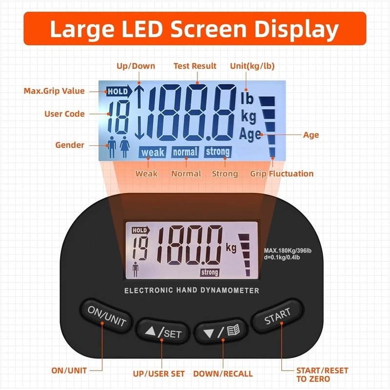 Grip Strength Tester Handgrip Measurer Meter For Strength Training Rehabilitation 1