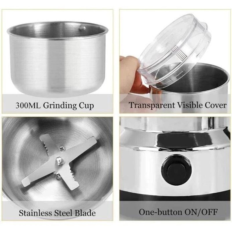 Electric Coffee Bean Grinder Spice Herb Nut Seed Mill Stainless Steel Blender 3