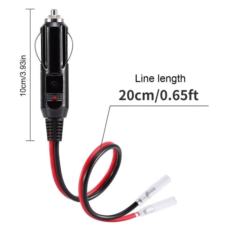 Fused Male Cigarette Lighter Socket Plug Connector Cable Leads For Vehicles 6