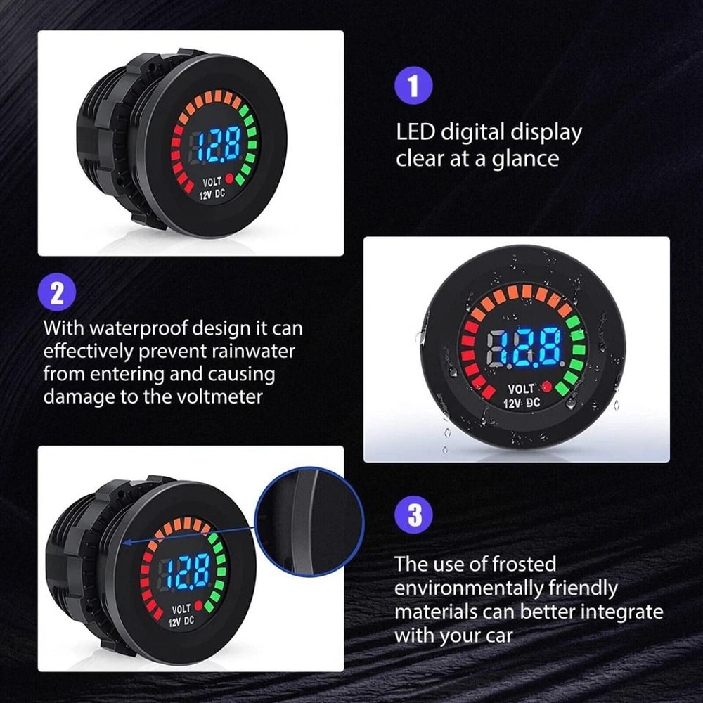 LED Digital Voltmeter Battery Gauge For Car Boat And Marine Use Waterproof Voltage Meter 3