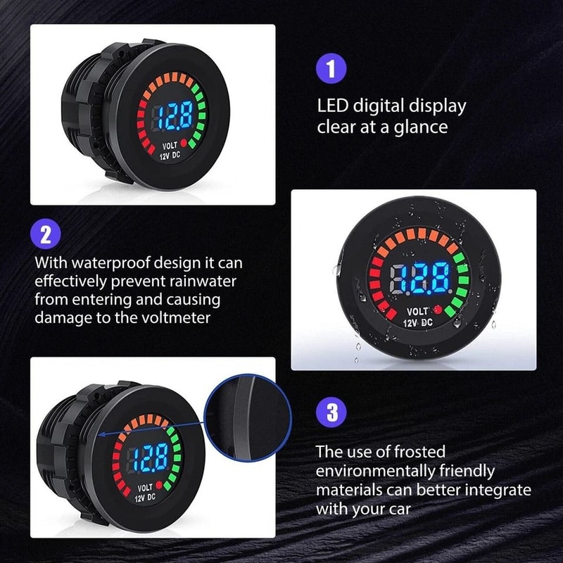 LED Digital Voltmeter Battery Gauge For Car Boat And Marine Use Waterproof Voltage Meter 3