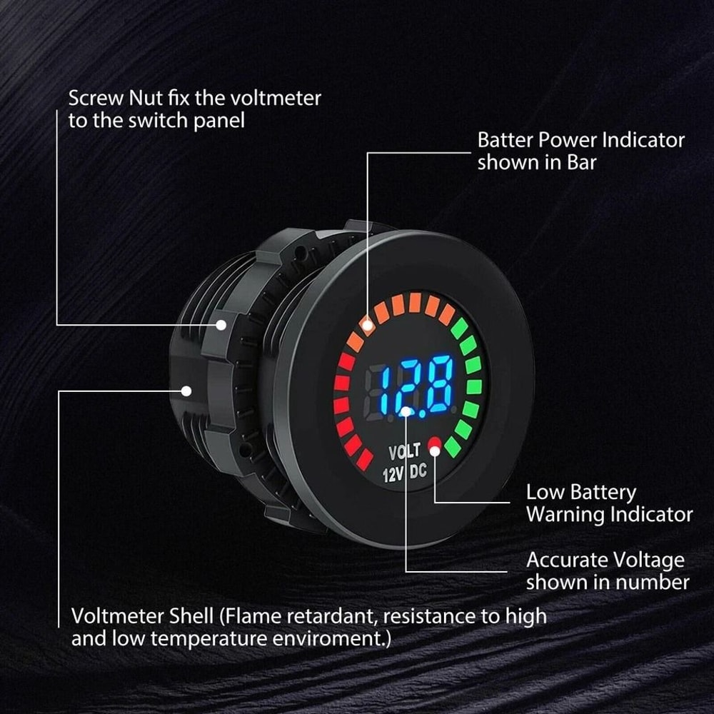 LED Digital Voltmeter Battery Gauge For Car Boat And Marine Use Waterproof Voltage Meter 5