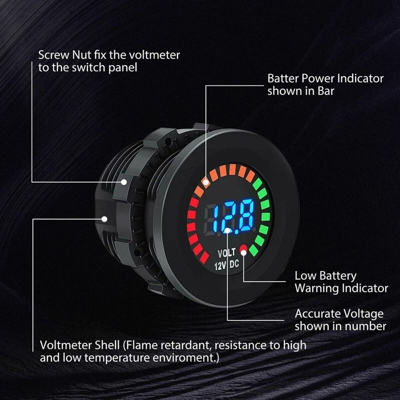LED Digital Voltmeter Battery Gauge For Car Boat And Marine Use Waterproof Voltage Meter 5
