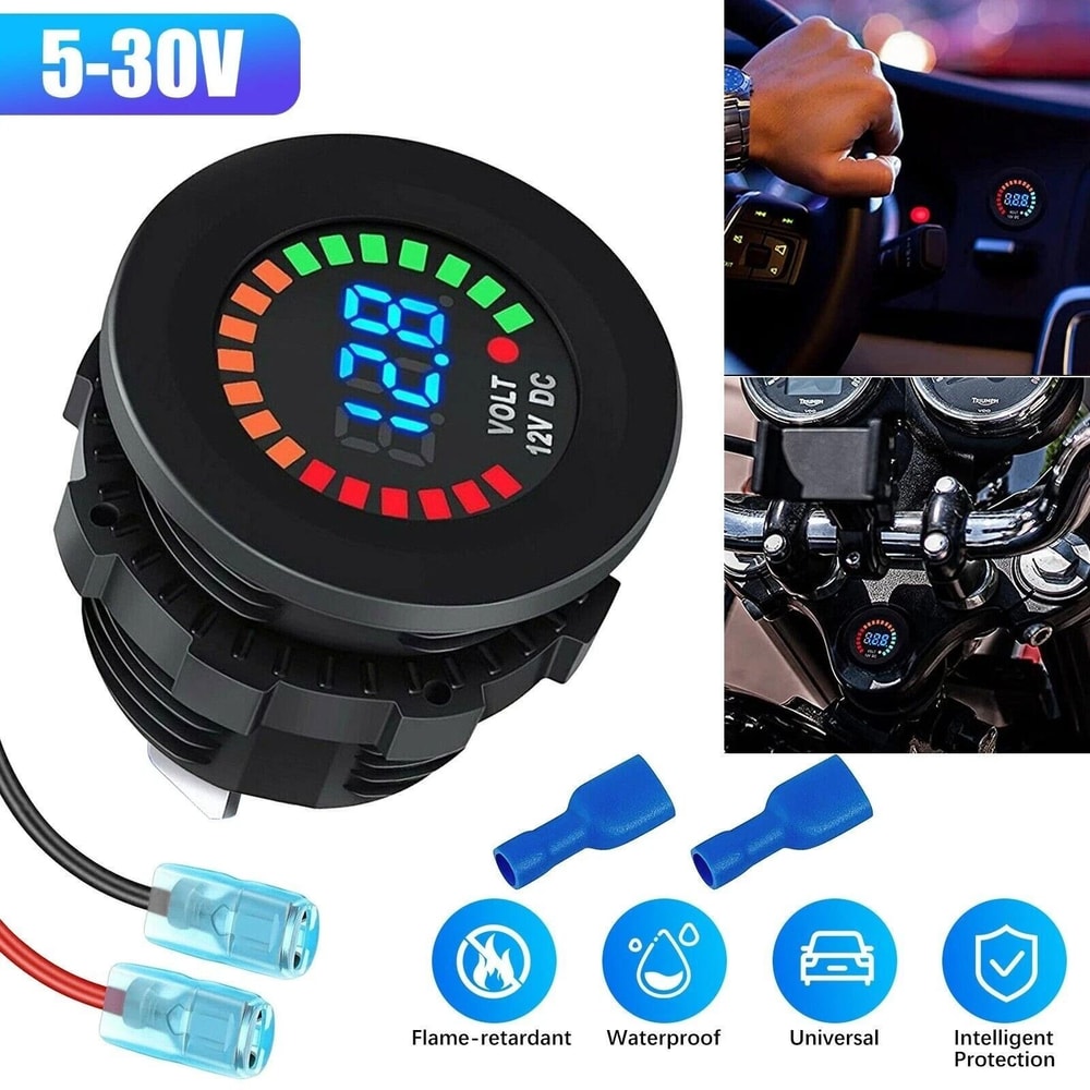 LED Digital Voltmeter Battery Gauge For Car Boat And Marine Use Waterproof Voltage Meter 9
