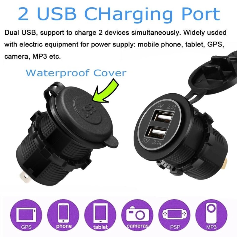Car Charger With Dual USB Ports LED Power Outlet For Quick Charging 8