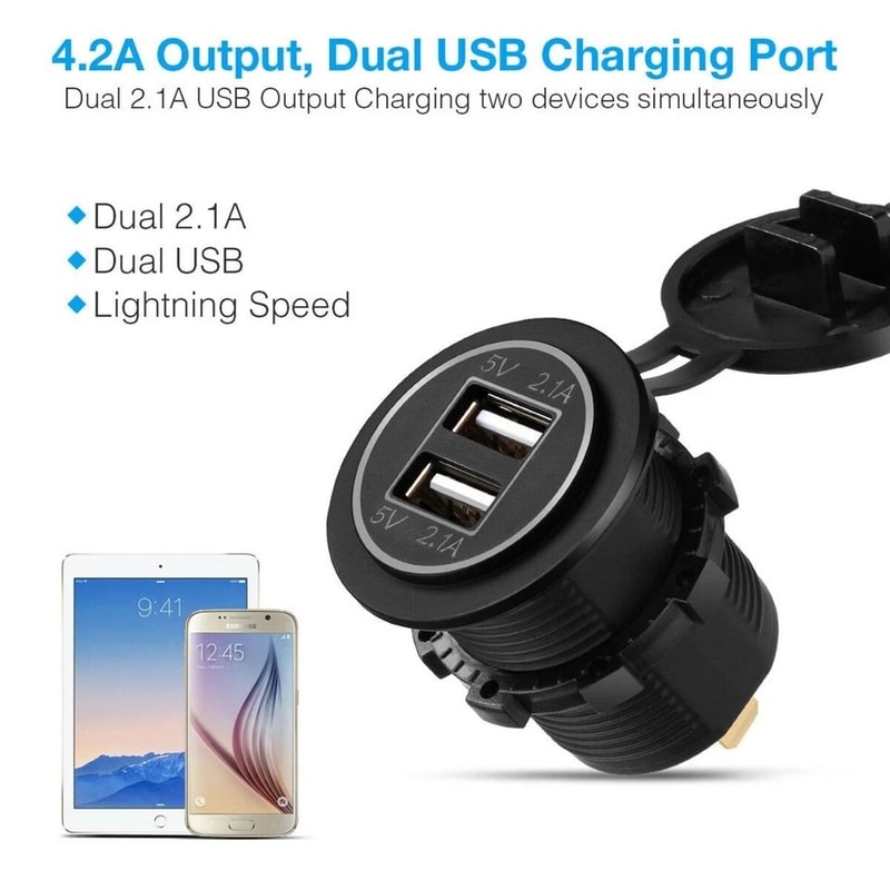 Car Charger With Dual USB Ports LED Power Outlet For Quick Charging 9
