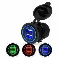 car charger with dual usb ports & led power outlet for quick charging