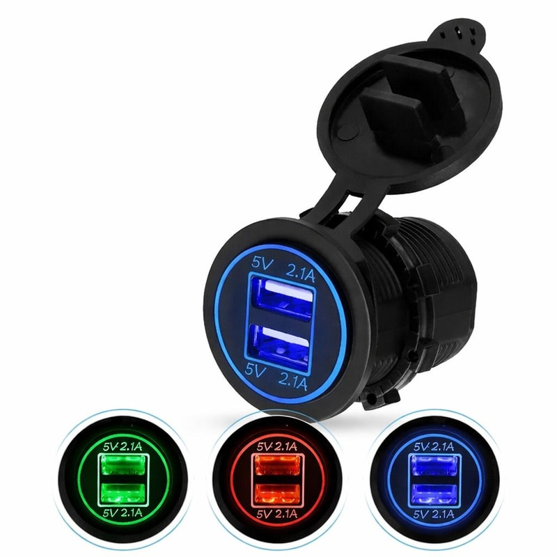 Car Charger With Dual USB Ports LED Power Outlet For Quick Charging 0