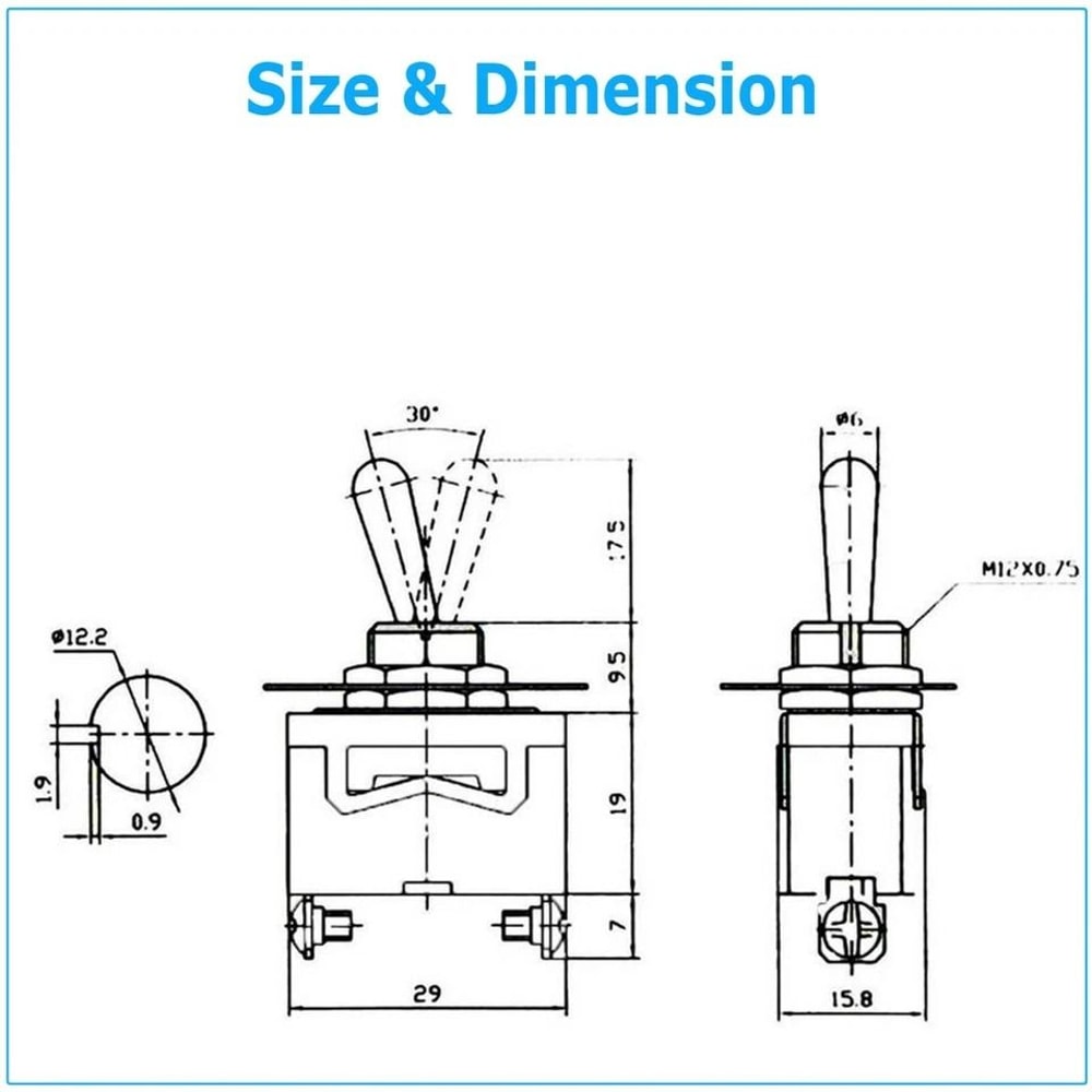 Waterproof Metal Toggle Switch ONOFF For Marine Automotive Use 1
