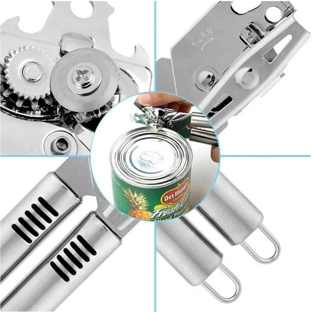 Heavy Duty Stainless Steel Can Opener Smooth Edge Manual Easy Turn Knob 2
