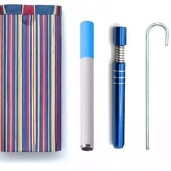 wooden dugout smoking pipe kit with self-cleaning metal bat for poker & one-hitter