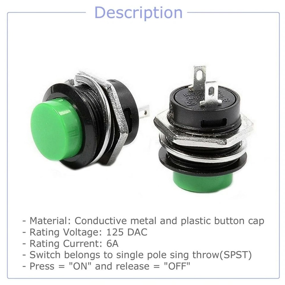 Color Momentary Metal Push Button Switch Round for Electronics Automotive 3