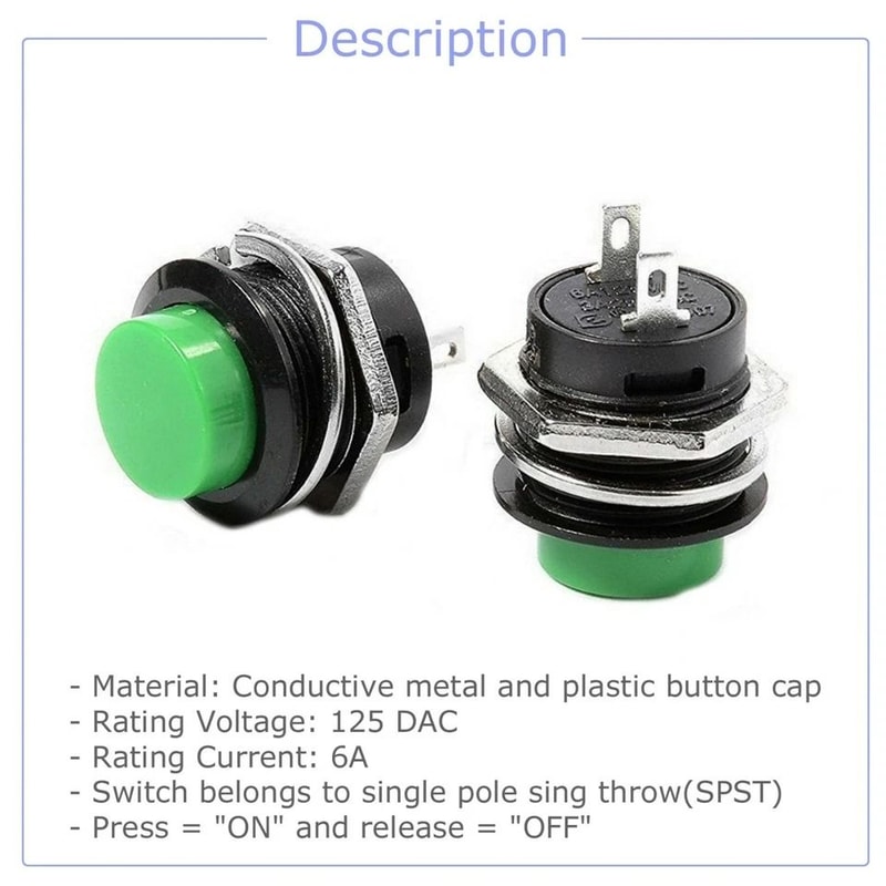 Color Momentary Metal Push Button Switch Round for Electronics Automotive 3