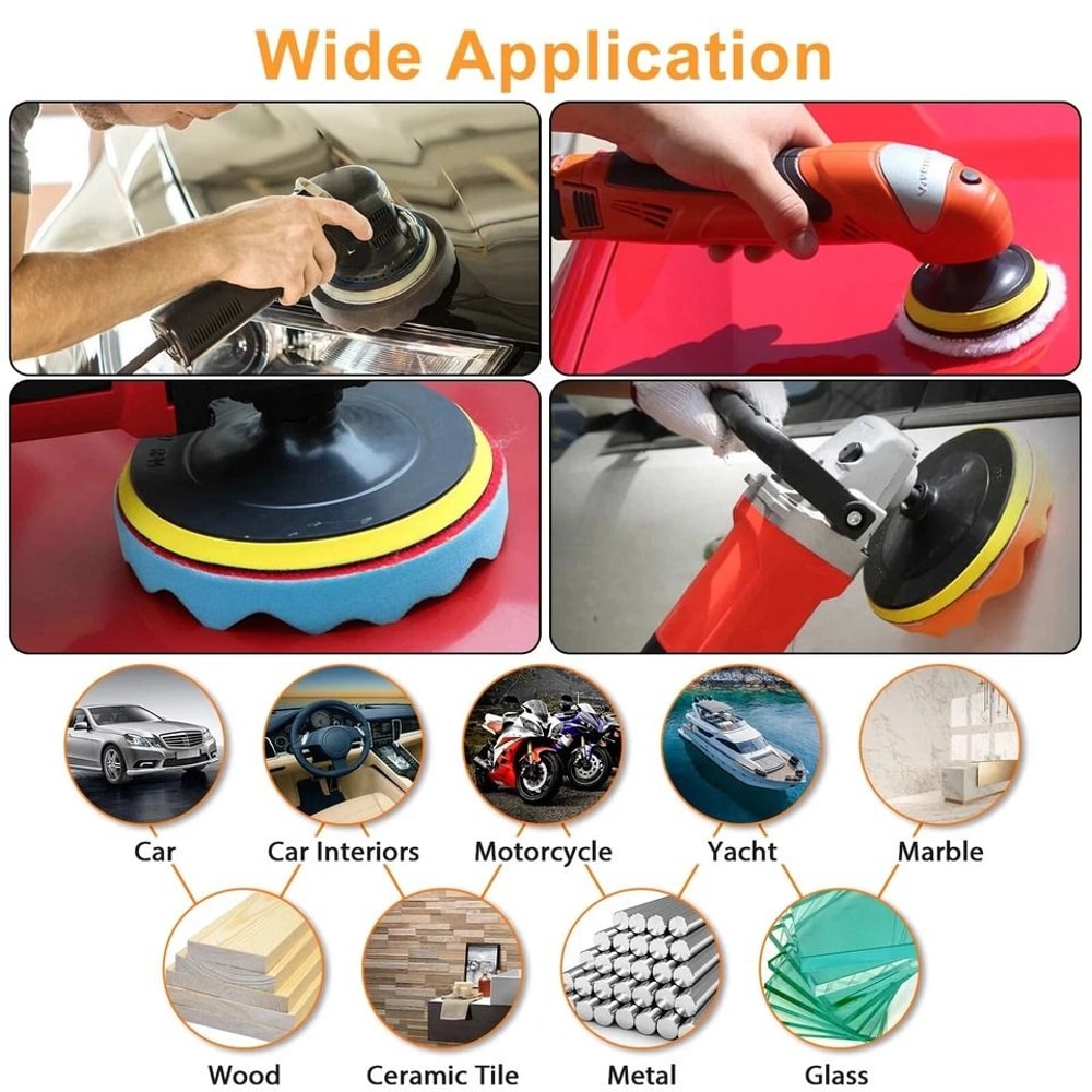 Foam Polishing Pads Set For Car Detailing Waxing Buffing Kit With Drill Attachment 4