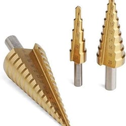 titanium nitride coated step drill bit set with quick change shank hss steel