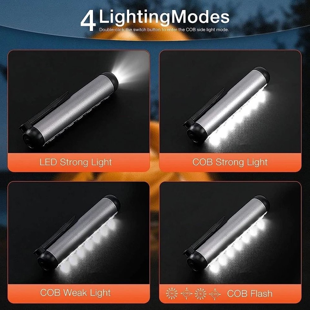 Magnetic Rechargeable COB LED Flashlight Work Light Super Bright Compact Torch Penlight 2