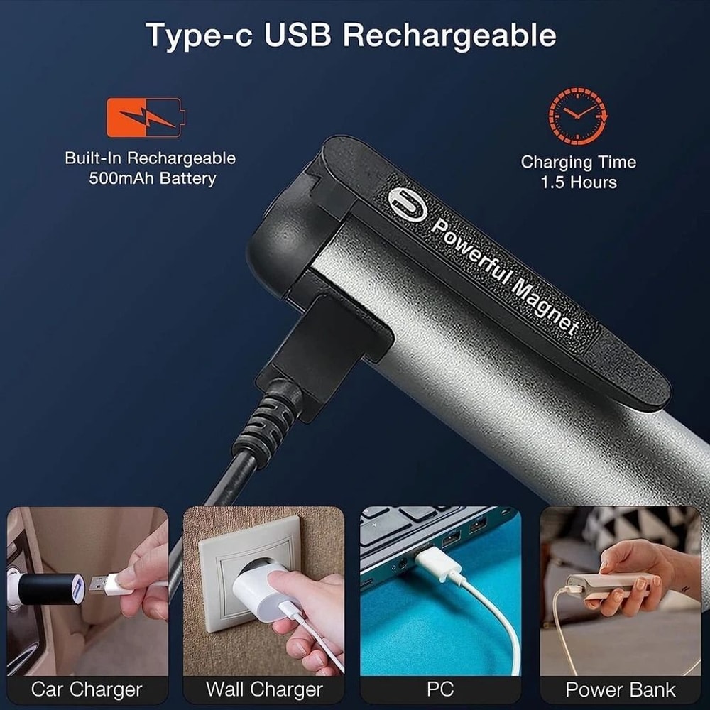 Magnetic Rechargeable COB LED Flashlight Work Light Super Bright Compact Torch Penlight 4