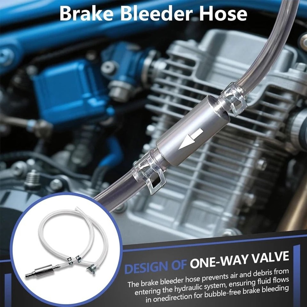 Brake Bleeder Kit Hose With OneWay Check Valve For Car Motorcycle Brake Fluid Maintenance 1