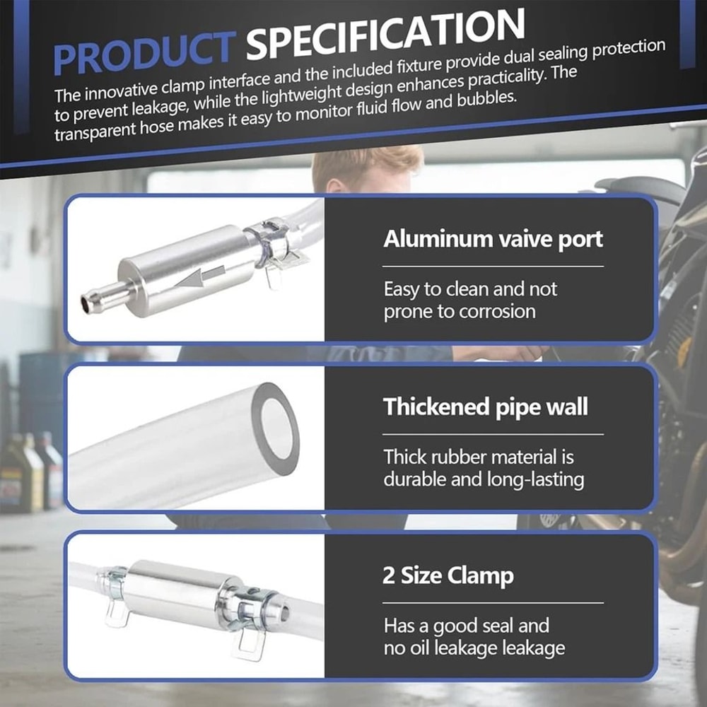 Brake Bleeder Kit Hose With OneWay Check Valve For Car Motorcycle Brake Fluid Maintenance 3