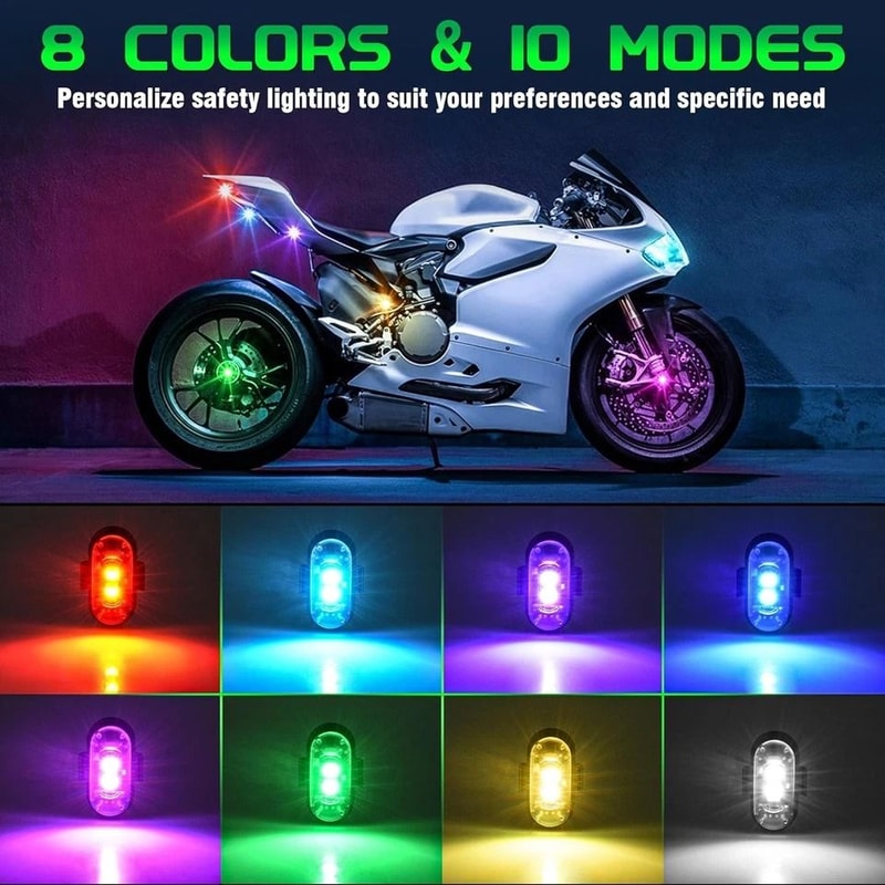 RGB Wireless LED Strobe Lights Rechargeable Flashing Warning Lights With 8 Color Modes 2