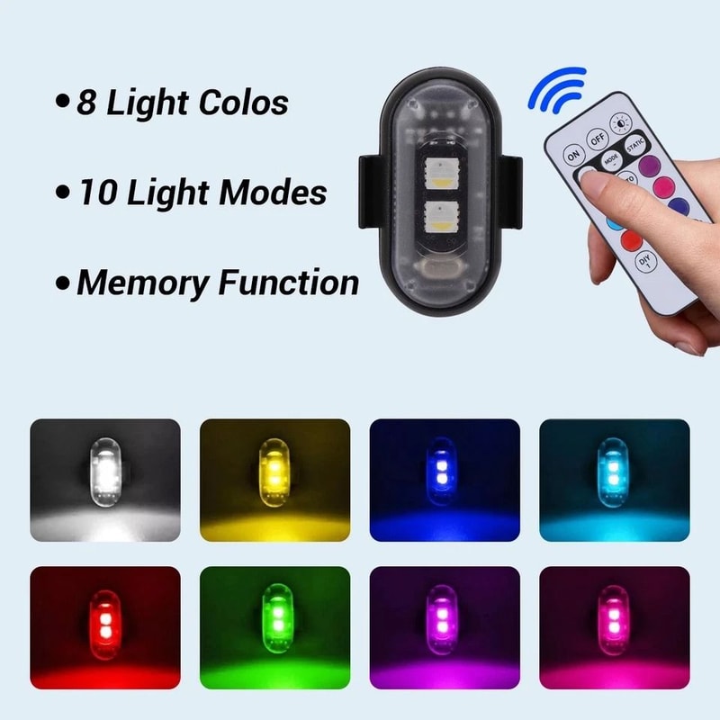 RGB Wireless LED Strobe Lights Rechargeable Flashing Warning Lights With 8 Color Modes 6