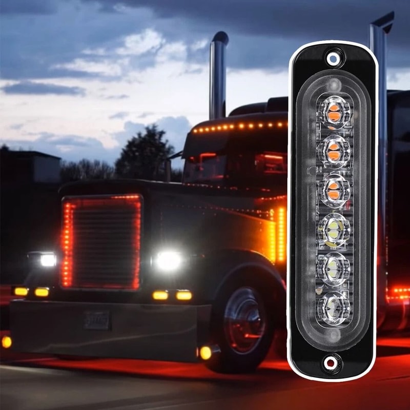 LED Strobe Light Bar AmberWhite Flashing Hazard Beacon For Cars And Trucks 3