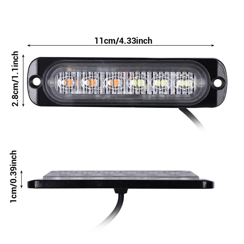 LED Strobe Light Bar AmberWhite Flashing Hazard Beacon For Cars And Trucks 5