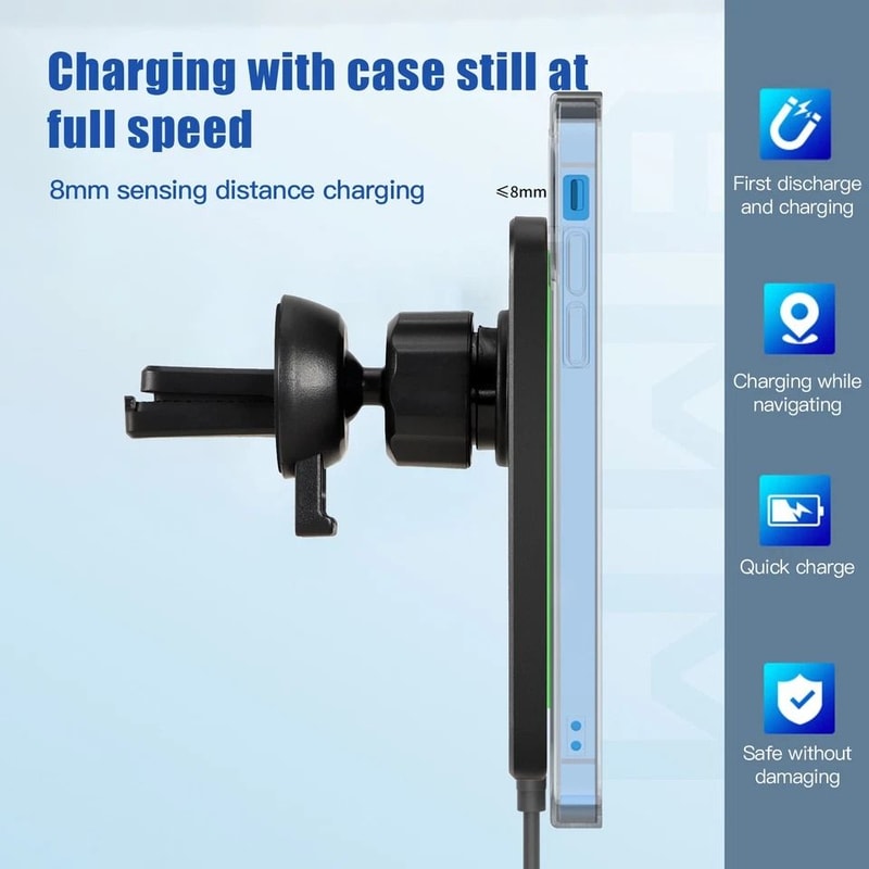 Wireless Magnetic Charger Car Mount Holder For IPhone Pro Max Charge 1