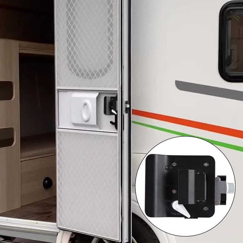 Black RV Paddle Entry Door Lock Latch Handle Knob Deadbolt For Camper Trailer Security 5