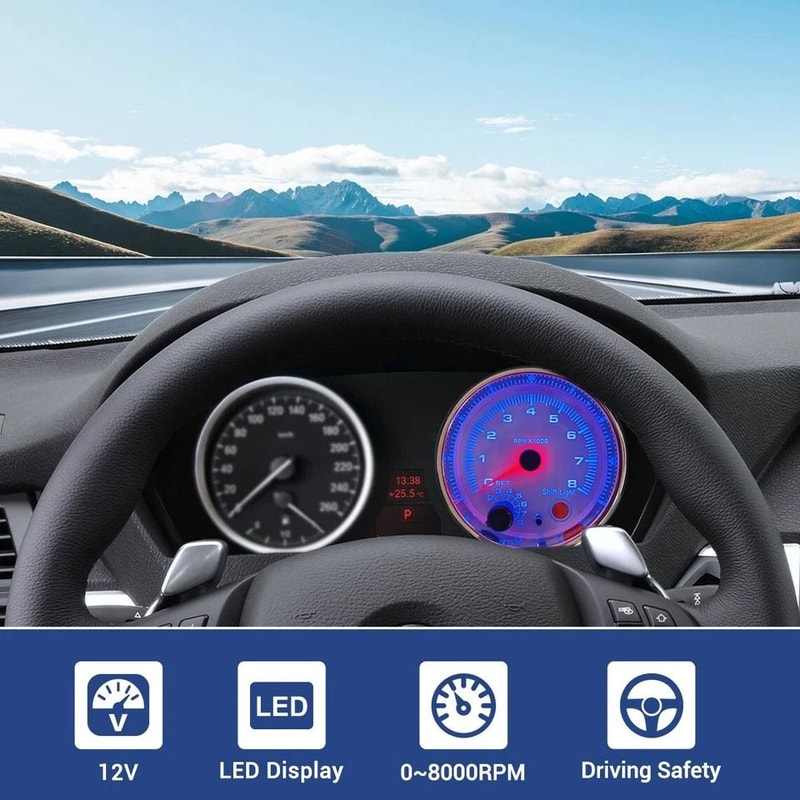 Digital Car Tachometer With LED Shift Light RPM For Vehicles 4