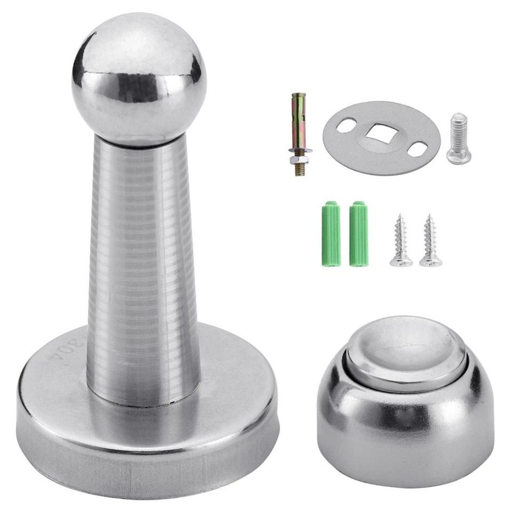 Magnetic Door Stopper Set Stainless Steel Holders For Home Office Safety 4
