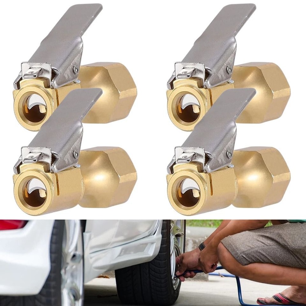 Brass Air Chuck Lockon Clip For Tire Inflators NPT Valve Connector 1