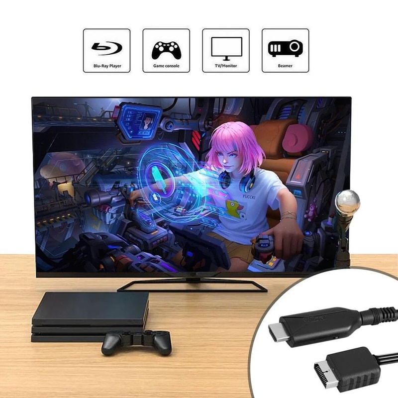 PS To HDMI Adapter Cable HighDefinition Audio Video Converter For Classic Game Consoles 5