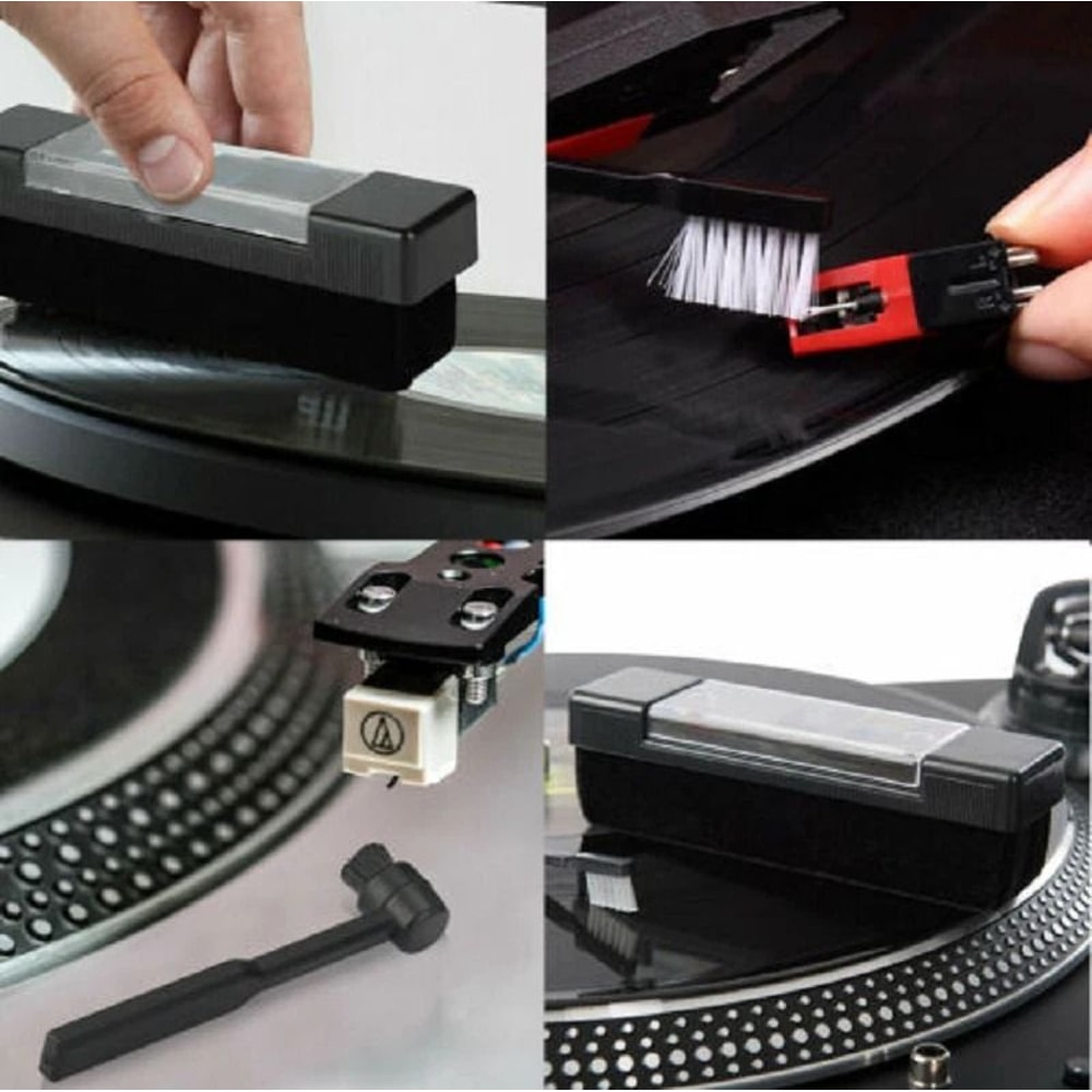 Premium Vinyl Record Cleaning Kit With Stylus Velvet Anti Static Brushes 7