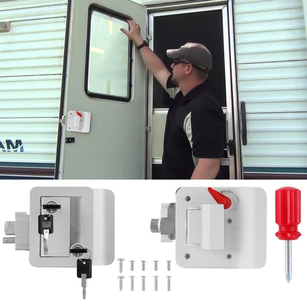 Premium RV Paddle Entry Door Lock With Deadbolt Heavy Duty RV Door Lock Latch Handle Knob For Camp 3